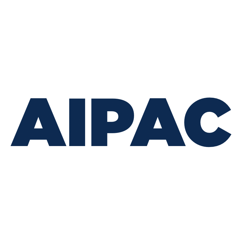 The image shows the acronym AIPAC in bold, dark blue capital letters on a white background.